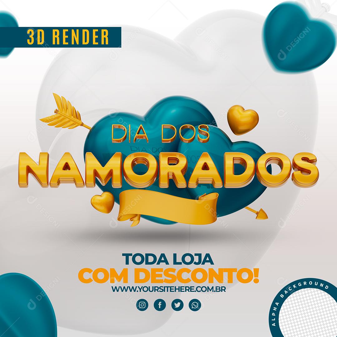 Social Media Toda loja com Desconto Dia Dos Namorados Azul PSD Editável