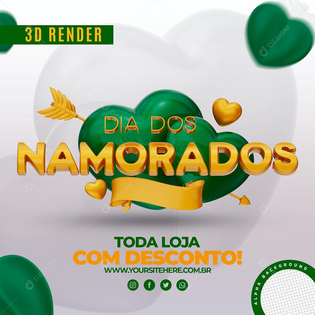 Social Media Toda loja com Desconto Dia Dos Namorados Verde PSD Editável