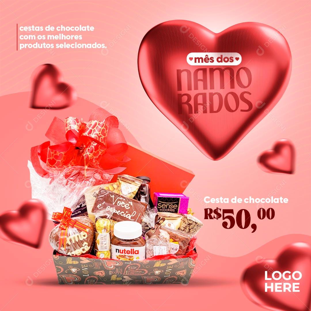 Feliz Dia Dos Namorados Promoção Cesta De Chocolate Social Media PSD Editável