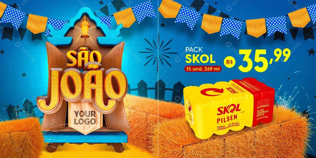 Carrossel São João Pack Skol Promoção Festa Junina Social Media PSD Editável