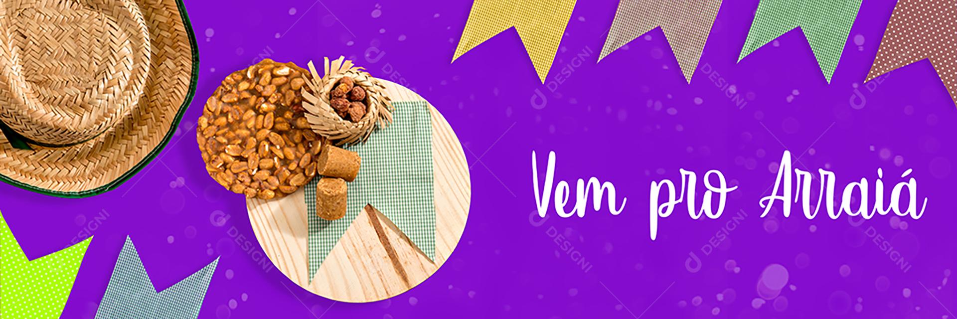 Vem pro arraiá Ao ar livre de fundo de festa junina brasileira