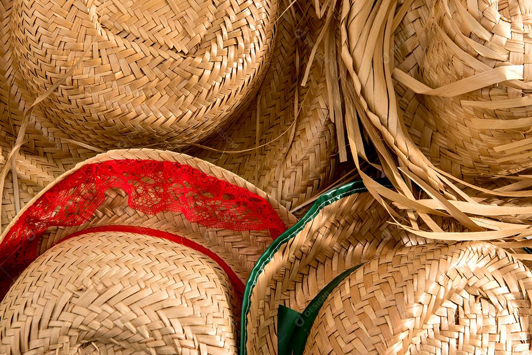 Textura de fundo de chapéu de palha Típico da festa junina