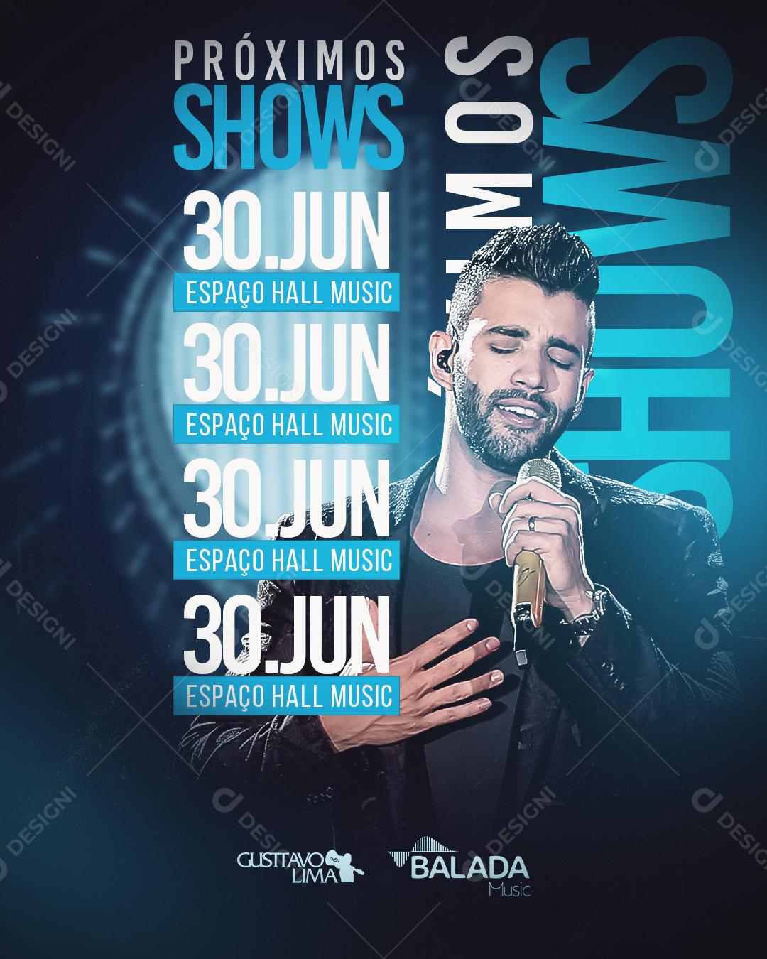 Agenda Semanal Próximos Shows Social Media PSD Editável