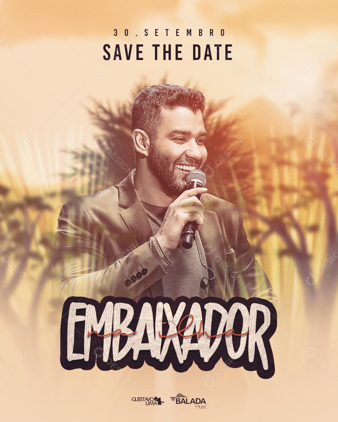 Flyer Save The Date Embaixador Social Media PSD Editável