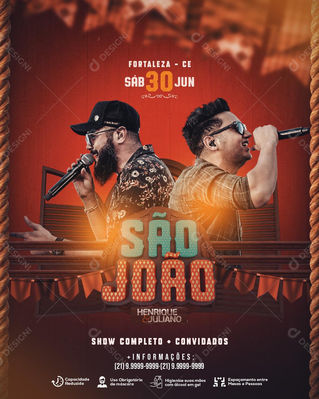 Flyer São João Henrique E Juliano Social Media PSD Editável