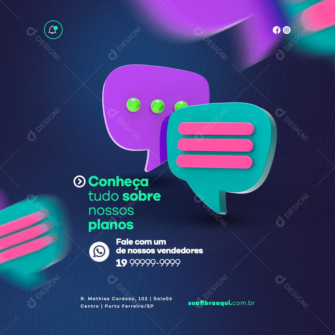 Social Media Conheça tudo sobre Nossos Planos Provedor de Internet PSD Editável
