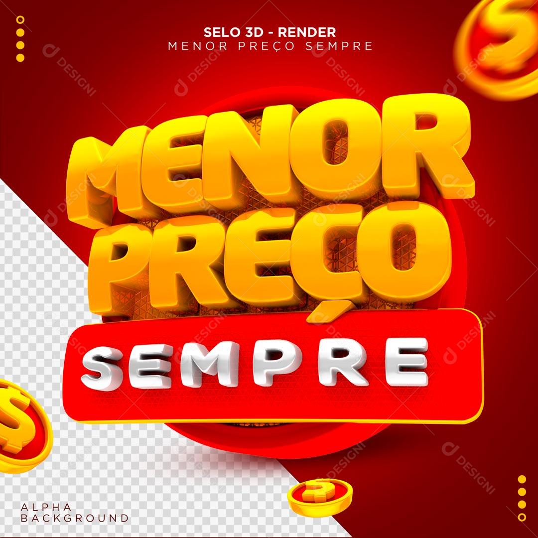 Selo 3D Menor Preço Sempre Promoções PSD