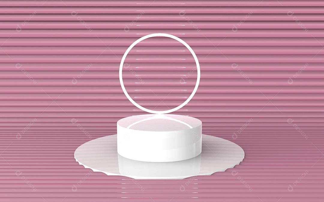 Cenário Rosa Com Podium Branco Elemento para Composição PSD