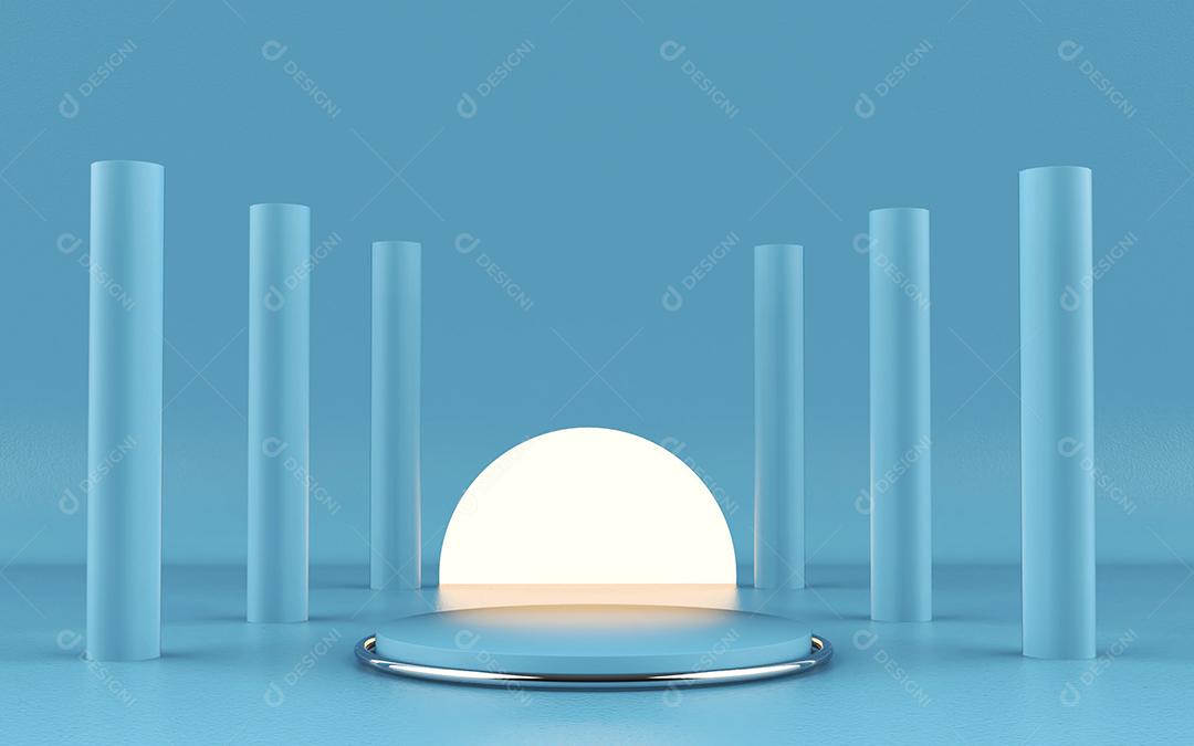 Cenário Azul com Podium Branco PSD