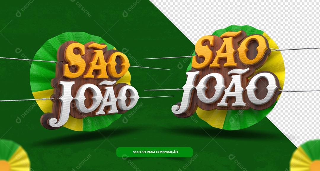 Selo 3D São João Com Em Base De Luzes PSD