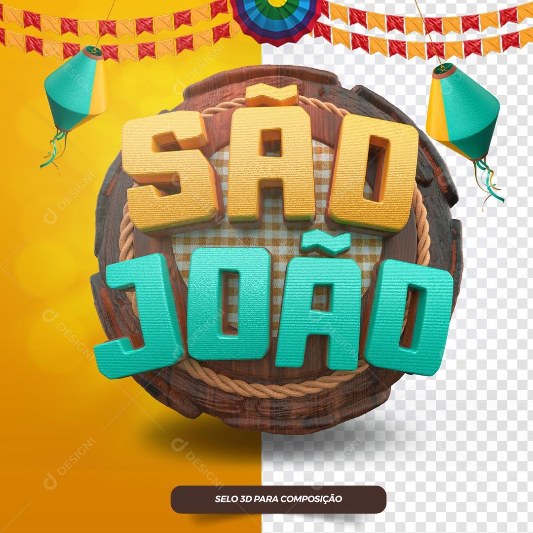 Selo 3D São João Xadrez Festa Junina  PSD