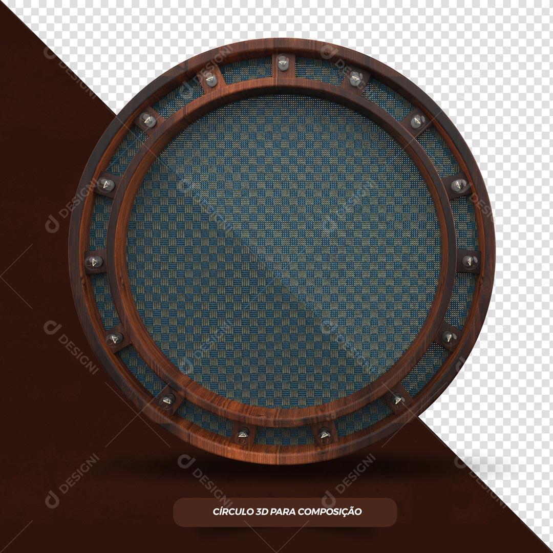 Círculo 3D de Madeira Velha Elemento Com Lâmpadas Para Composição PSD