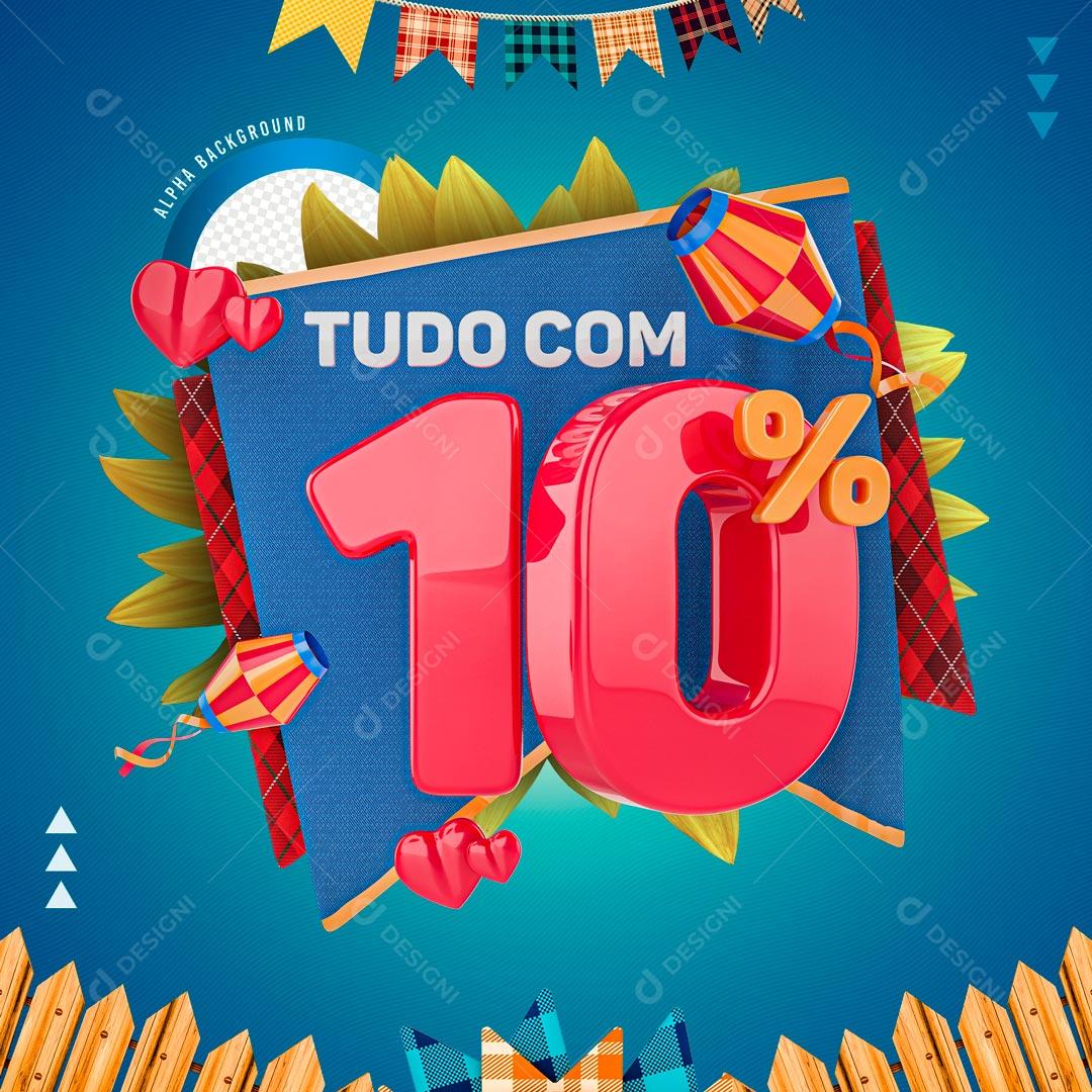 Selo 3D 10% De Descontos Promoção São João PNG