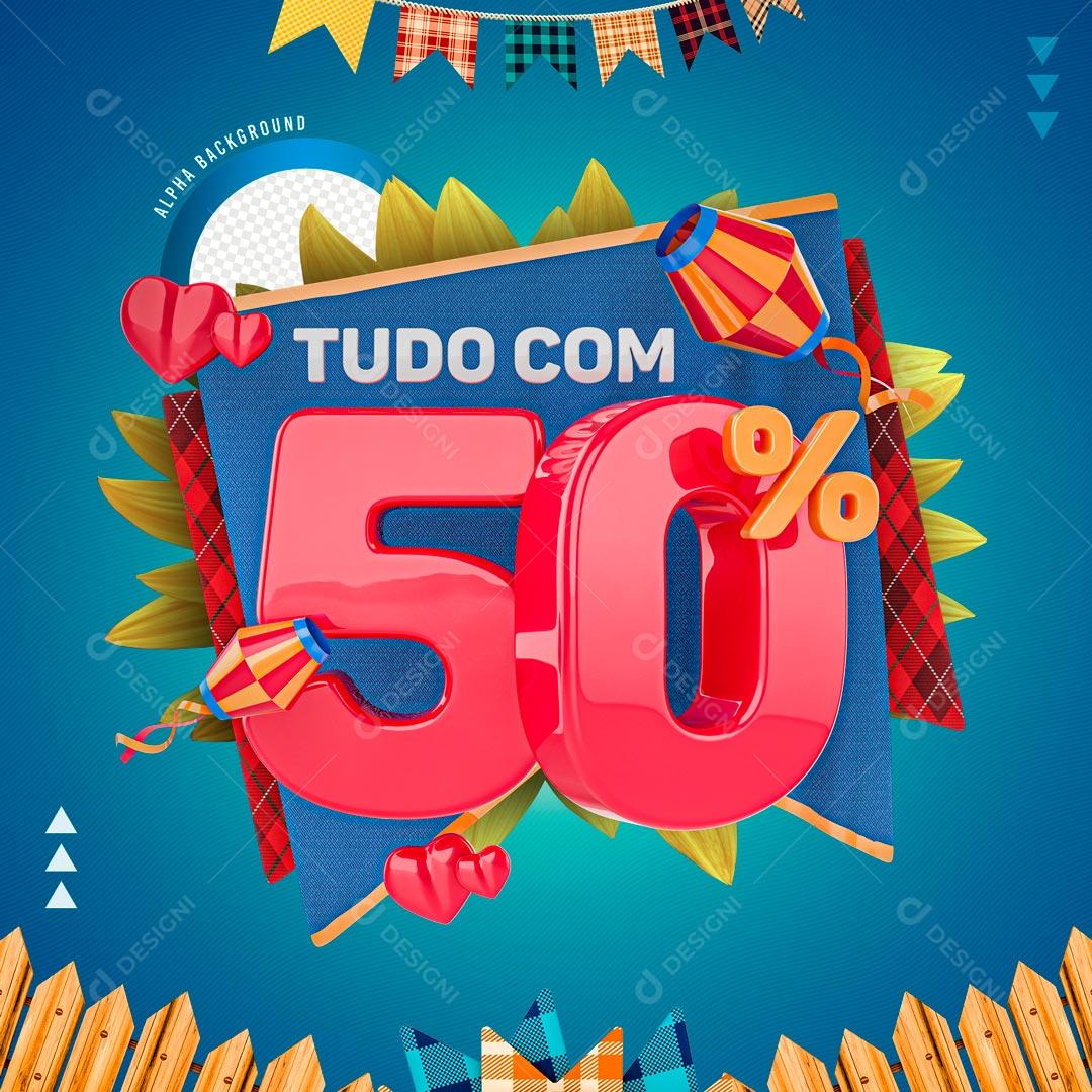Selo 3D 50% De Descontos Promoção São João PSD