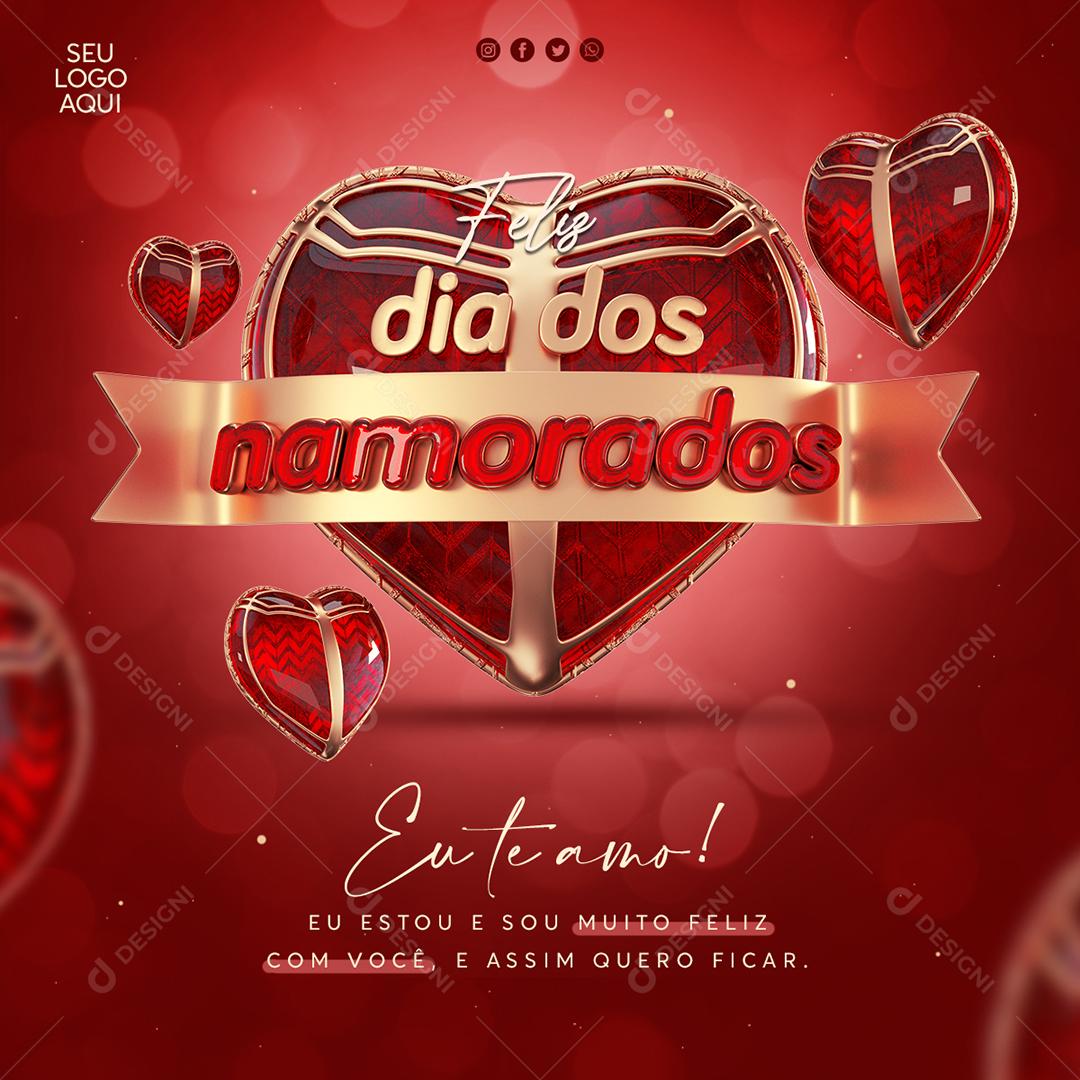 Social Media Eu estou e sou muito feliz com você Dia Dos Namorados PSD Editável