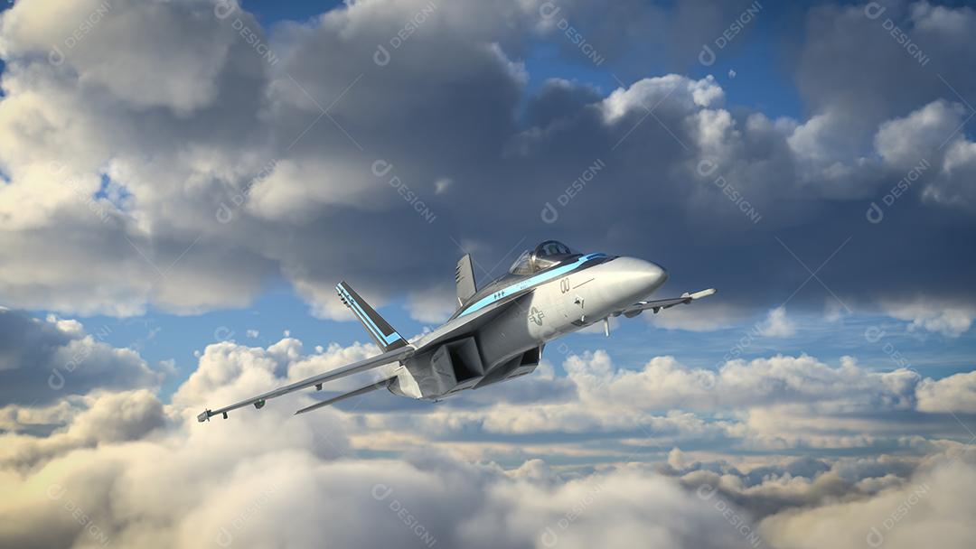 Aeronaves F-18 Maverick Top Gun voando sobre o céu.