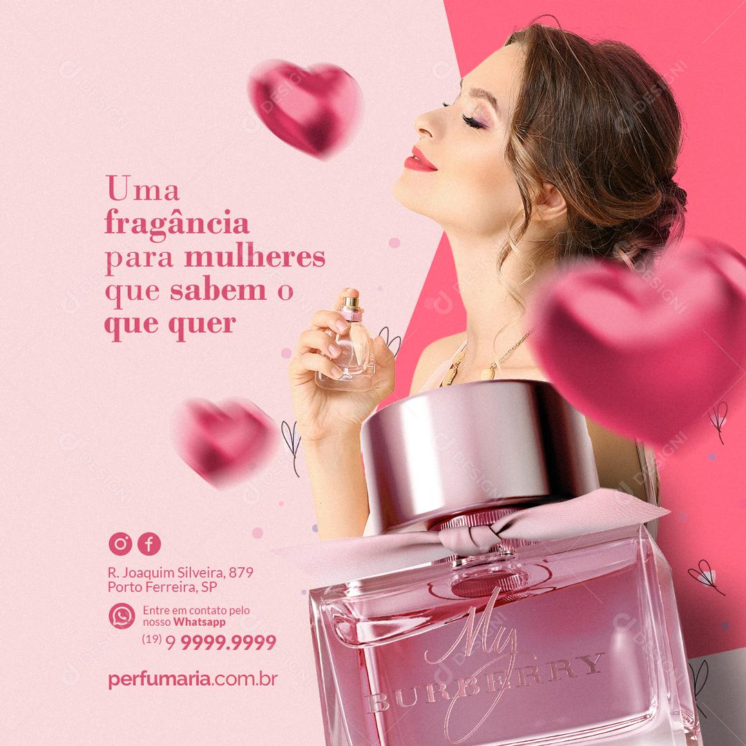 Perfumaria Uma fragância para mulheres que sabem o que quer Social Media PSD Editável