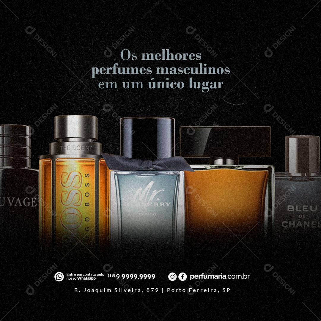 Perfumaria Os melhores perfumes masculinos em um único lugar Social Media PSD Editável