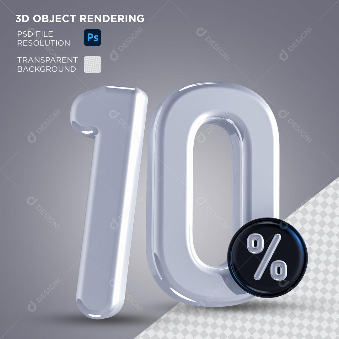 Número 3D 10% Prata Elemento Para Composição PSD