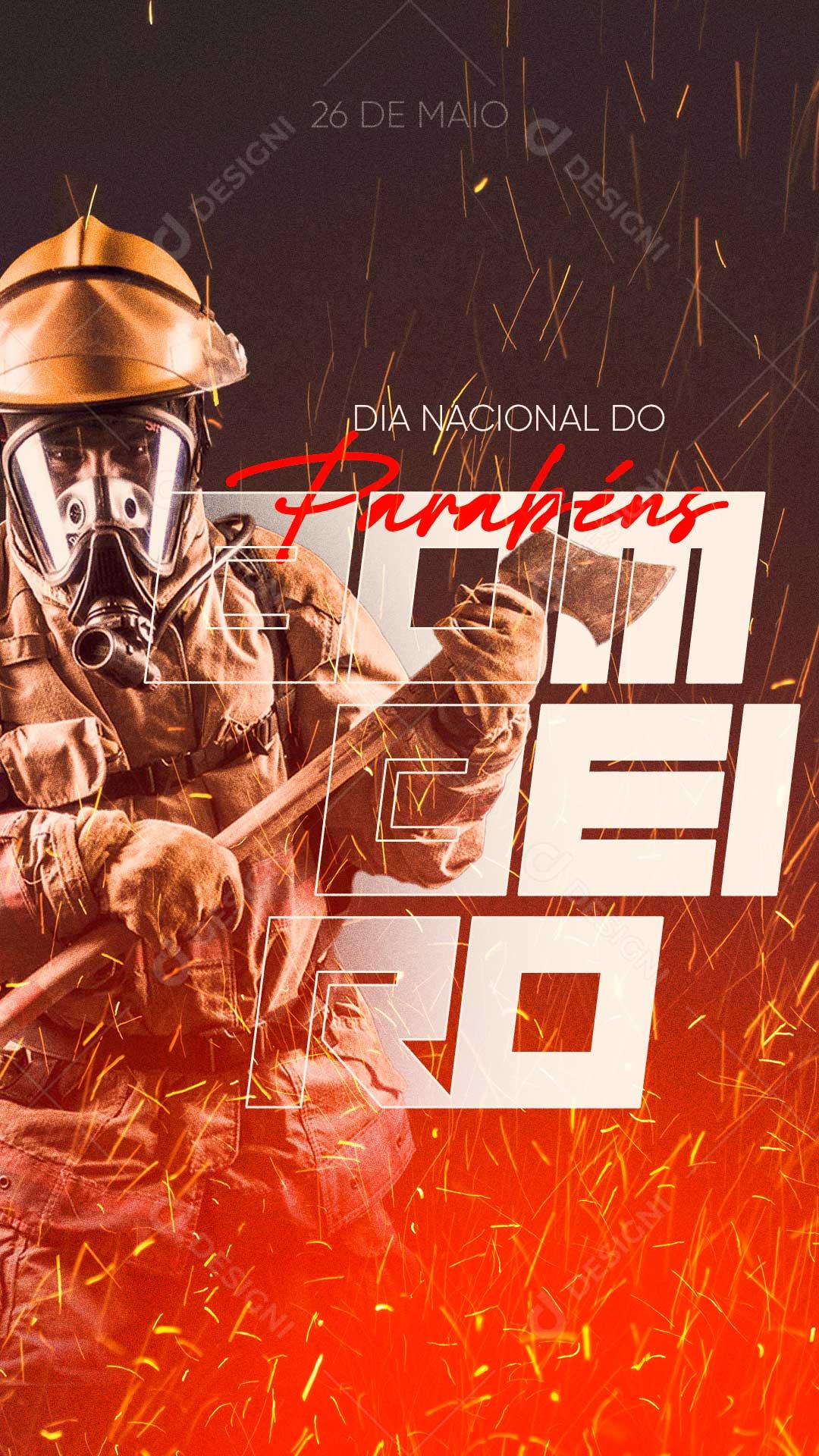 Social Media Story Dia Nacional do Bombeiro 26 de Maio PSD Editável