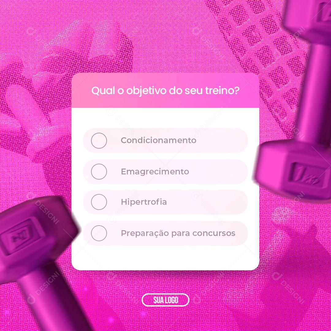 Post Academia Qual o Seu Objetivo do Seu Treino? Social Media PSD Editável