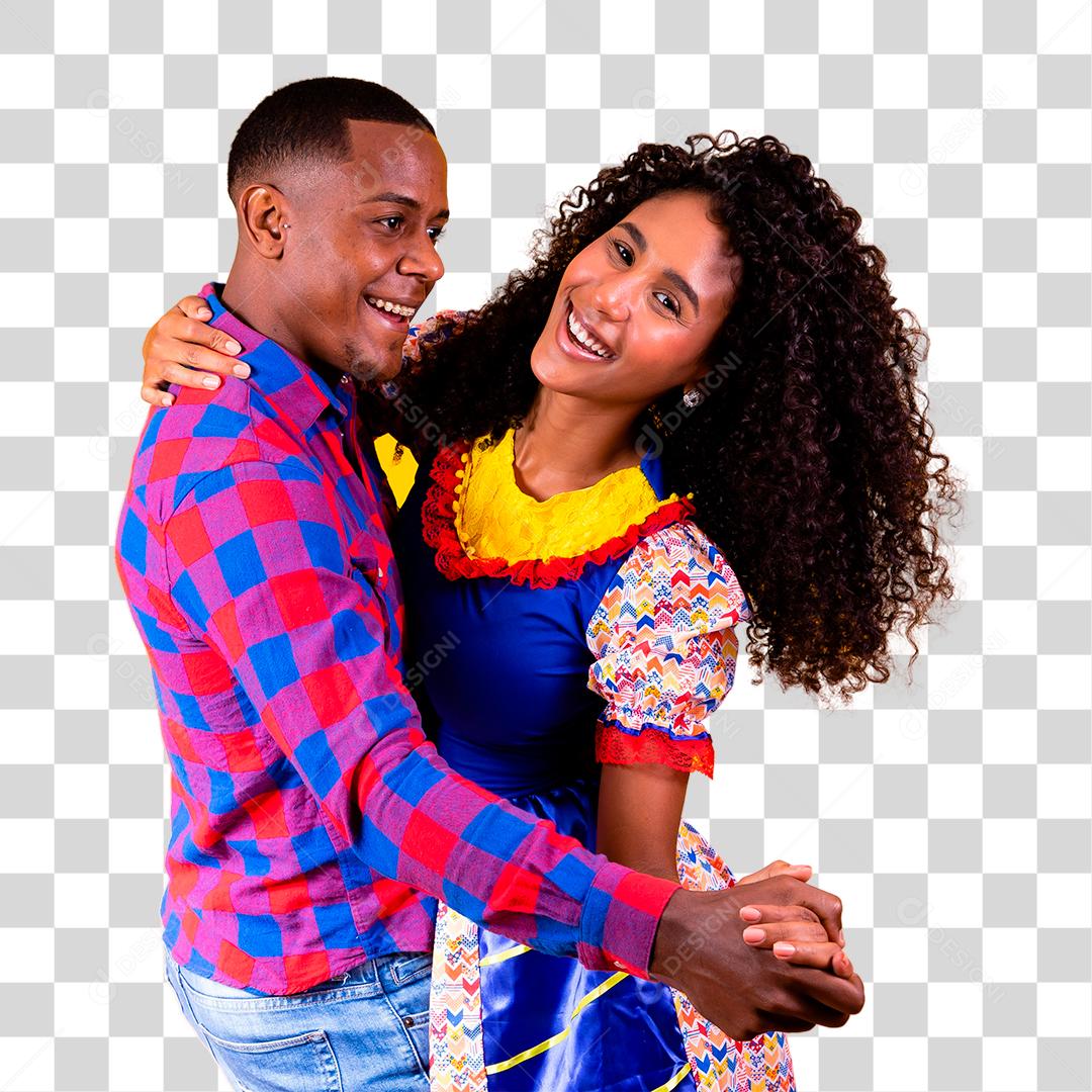 Casal feliz vestindo roupas para Festa Junina São João