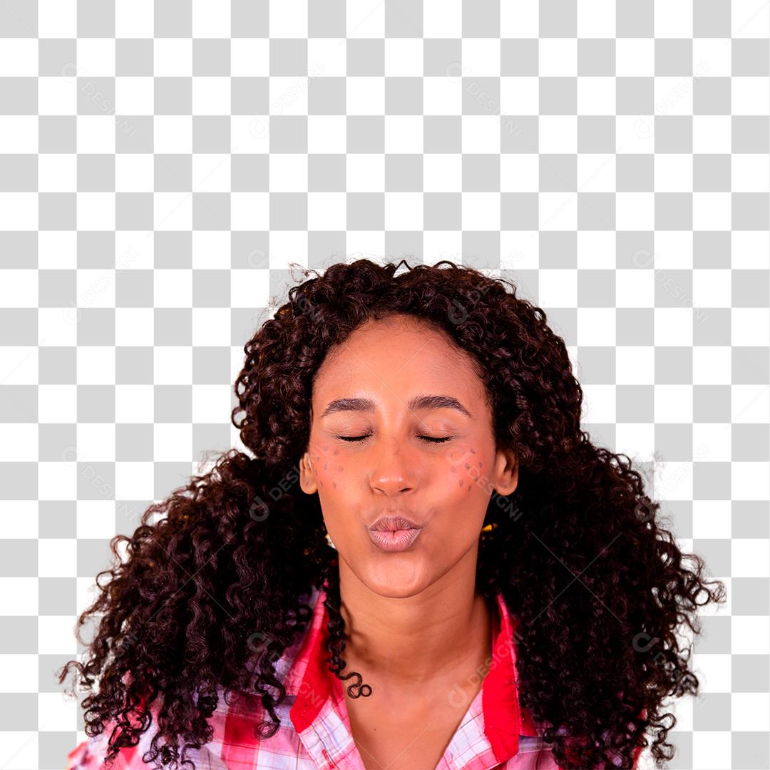 Mulher morena vestida para Festa Junina São João