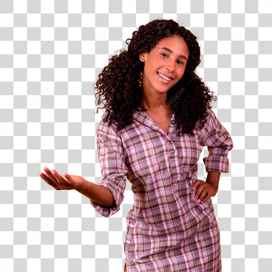 Jovem morena vestida para festa junina São João