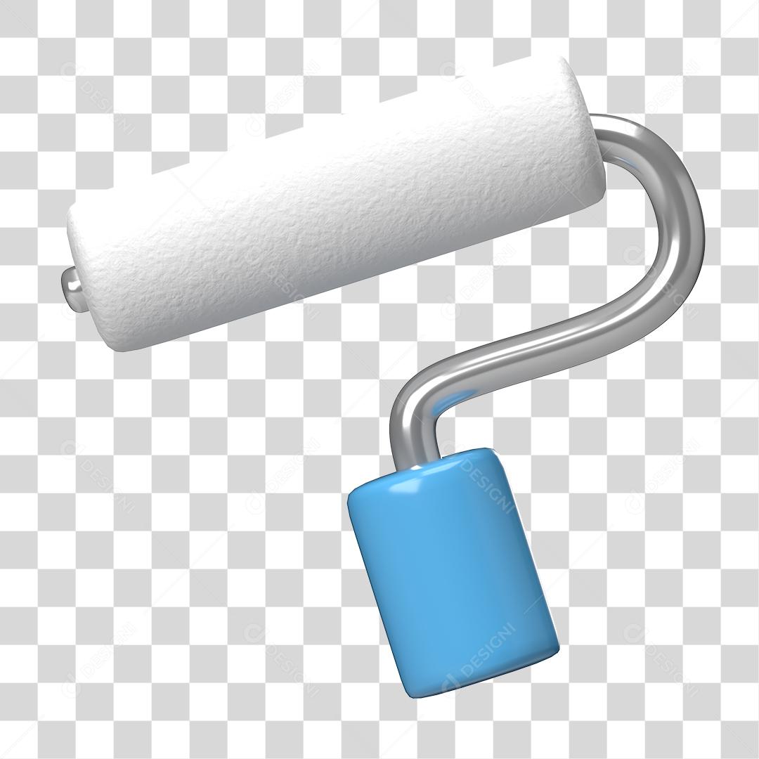 Rolo de Pintura Elemento 3D Para Composição PNG Transparente