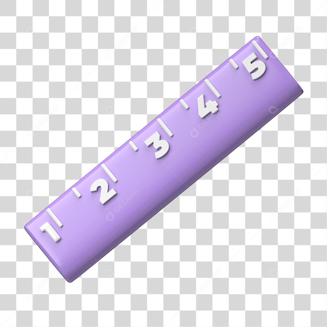 Régua de Medidas Roxa Elemento 3D Para Composição PNG