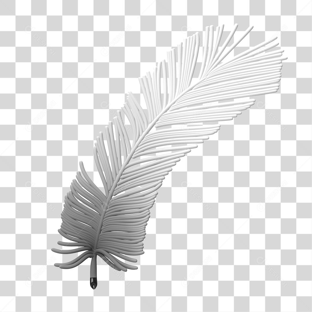 Caneta de Pena de Pássaro 3D PNG Transparente