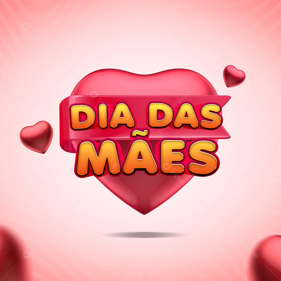 Selo 3D Dia Das Mães para Composição PSD