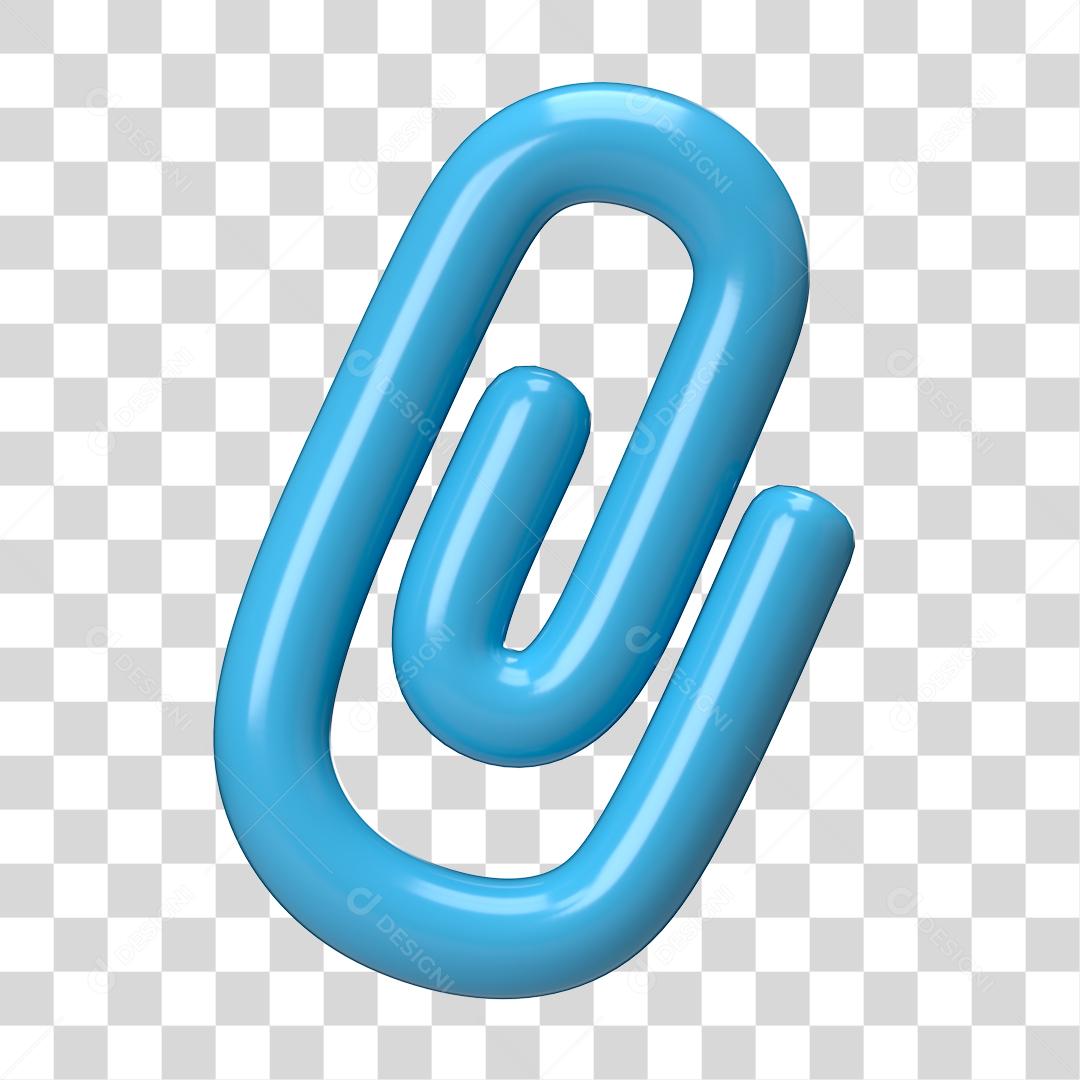 Clipe de Papel Azul Elemento 3D PNG Transparente