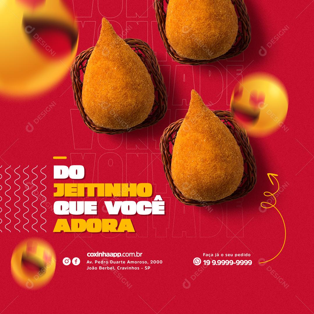 Social Media Do Jeitinho que Você Adora Coxinha Salgados PSD Editável