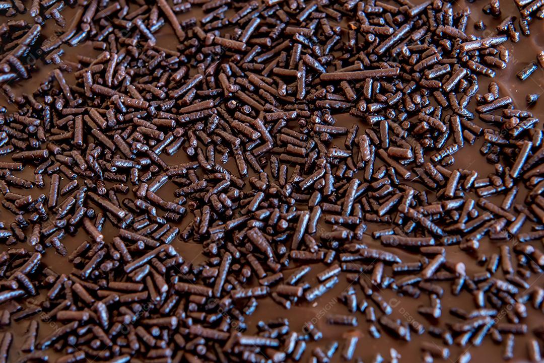 Textura de fundo de brigadeiro de chocolate. Vista do topo.