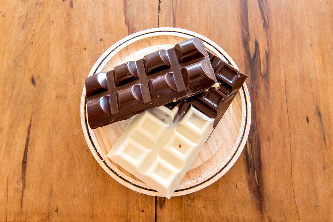 Barras de chocolate caseiras. Vista do topo.