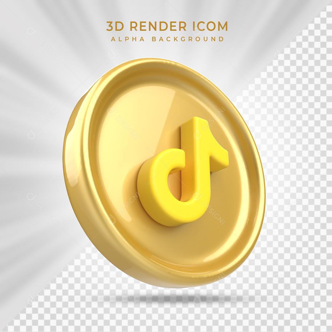 Ícone 3D Tiktok Dourado Para Composição PSD