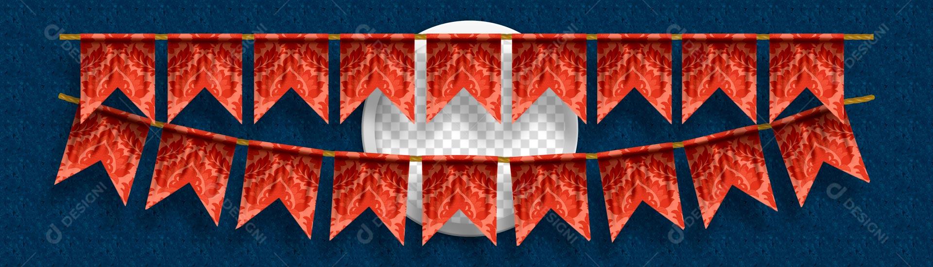 Elementos Varal De Bandeiras Vermelhas 3D