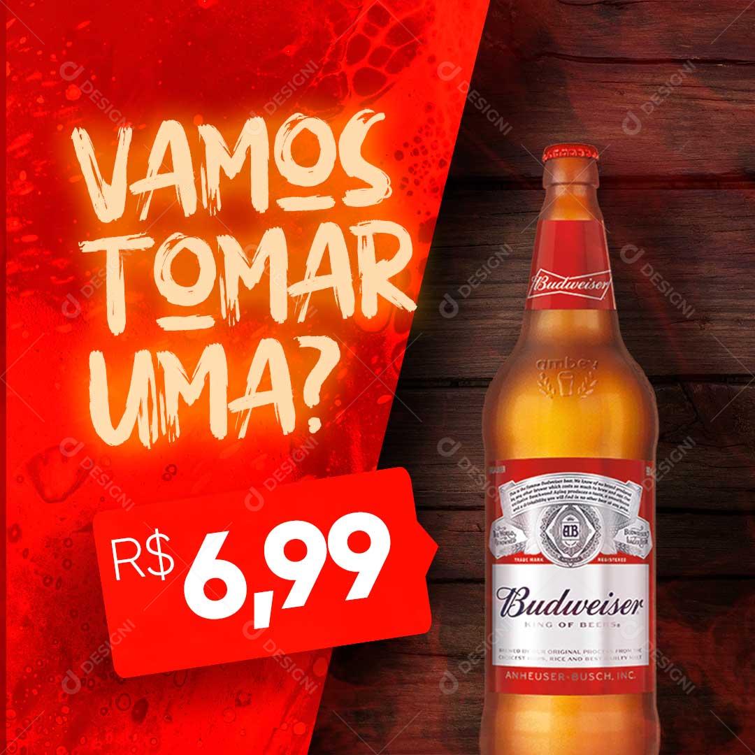 Post Bebidas Cerveja Gelada Vamos Tomar Uma? Social Media PSD Editável