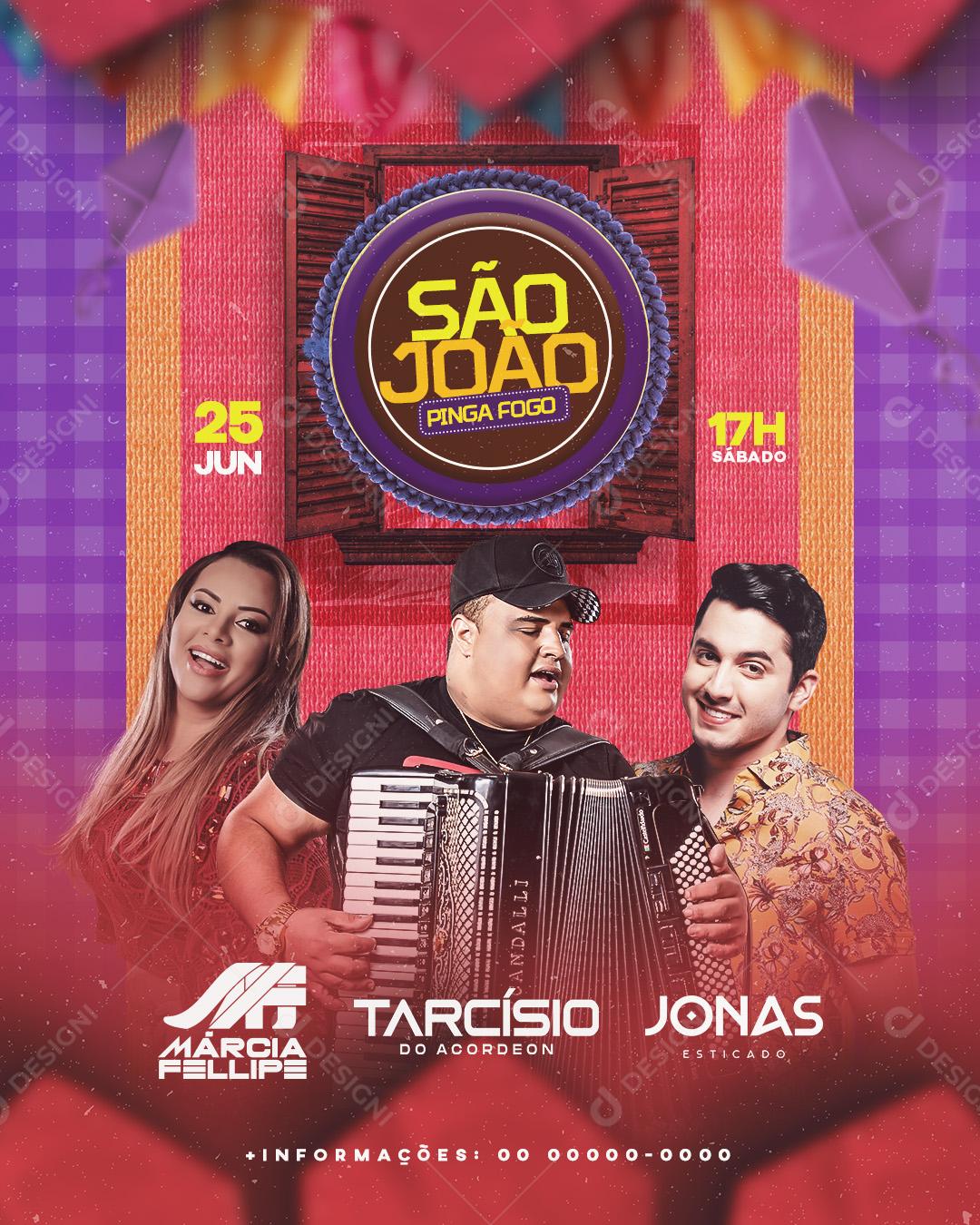 Flyer Agenda São João Tarcísio Do Acordeon Social Media PSD Editável