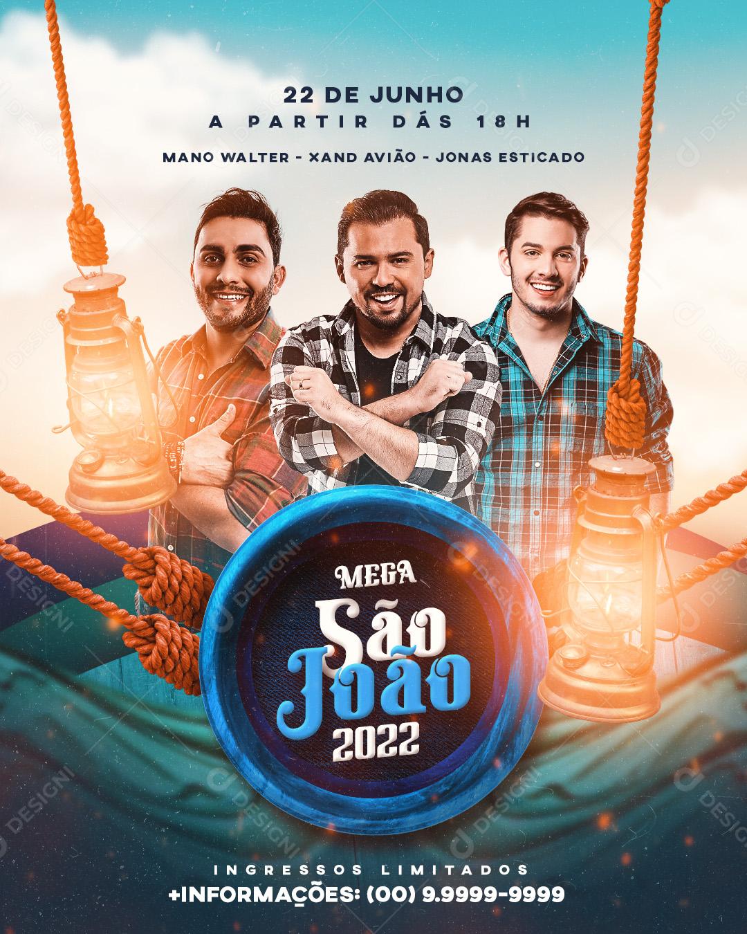 Flyer Mega São João 2022 Info Social Media PSD Editável