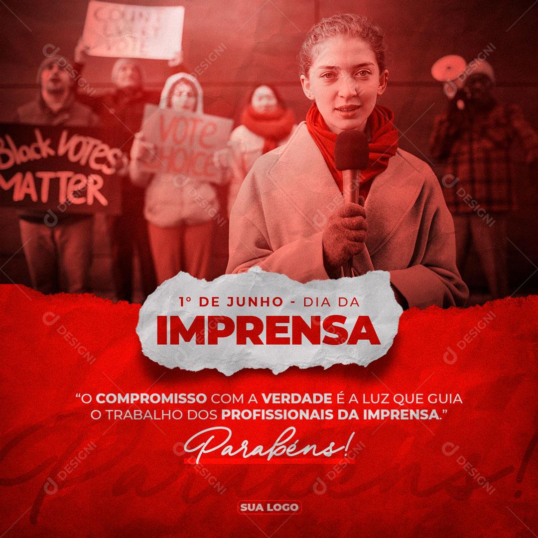 Dia 1 De Junho Dia Da Imprensa Parabéns Social Media PSD Editável