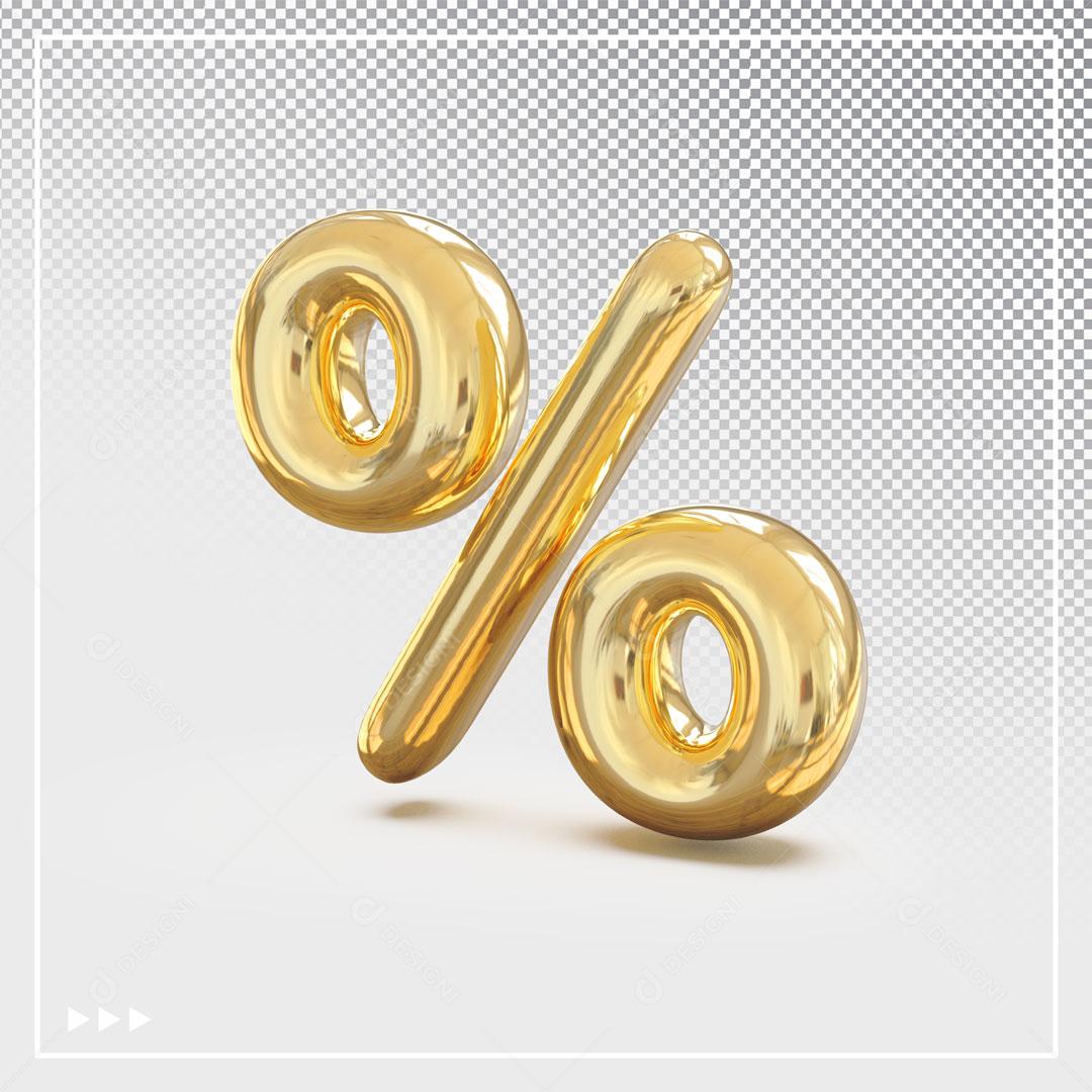 Número % 3D Dourado Para Composição PSD