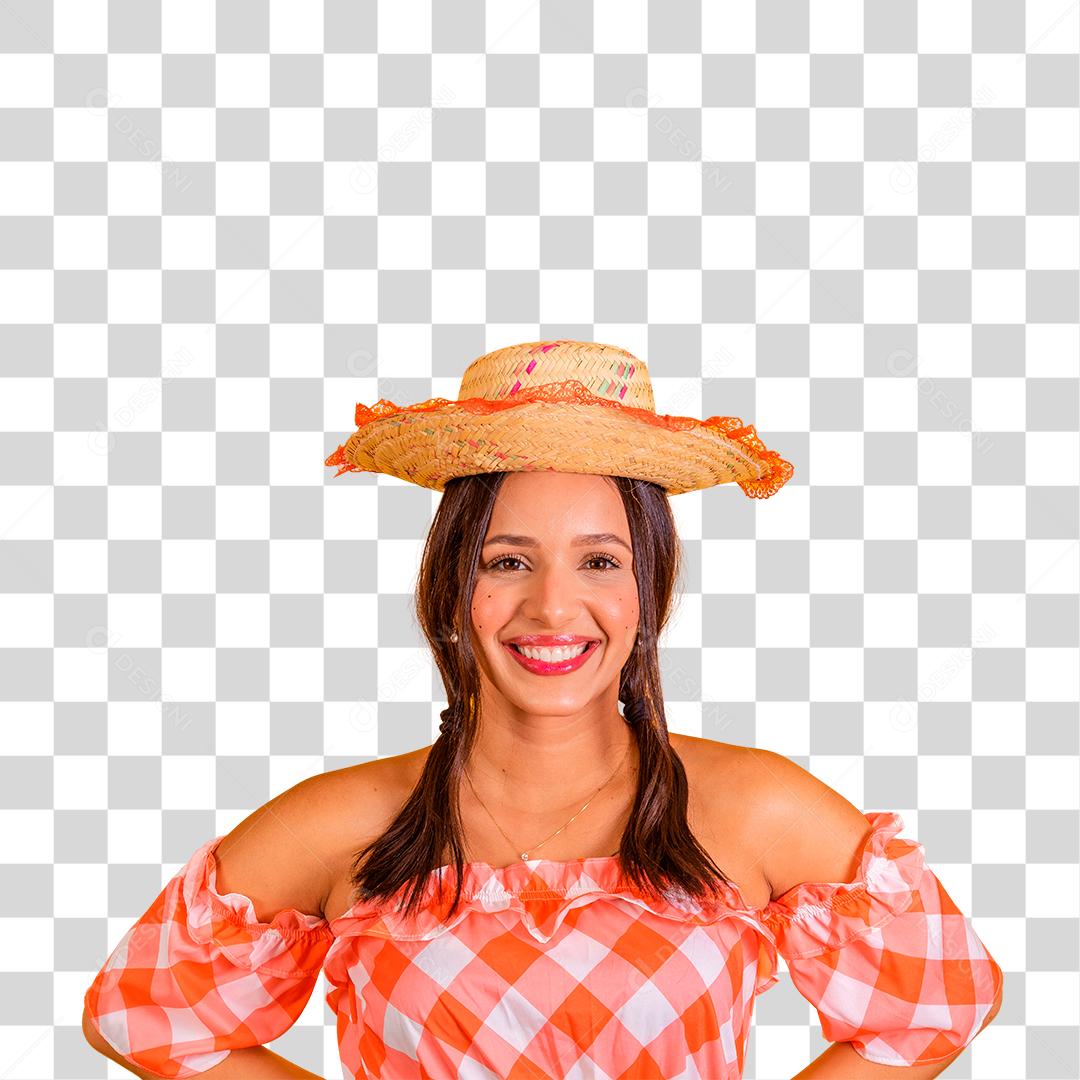 Mulher morena vestida para Festa Junina São João