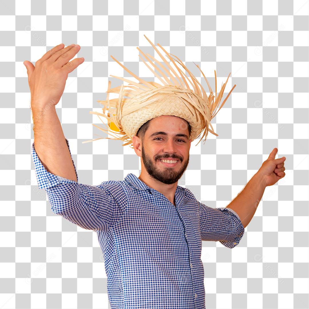 Homem alegre vestindo traje para festa junina São João