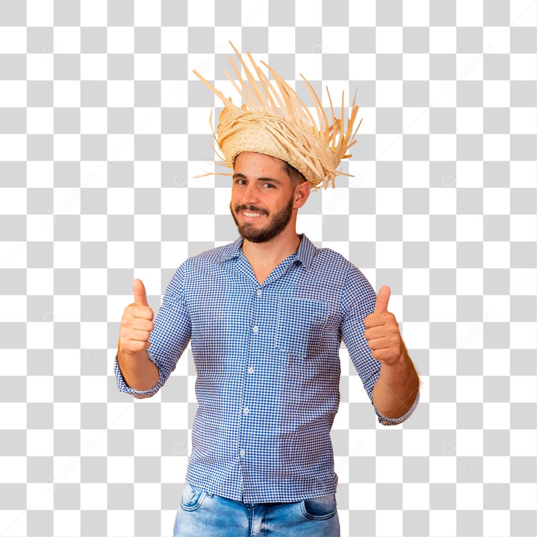 Homem alegre vestindo traje para festa junina São João