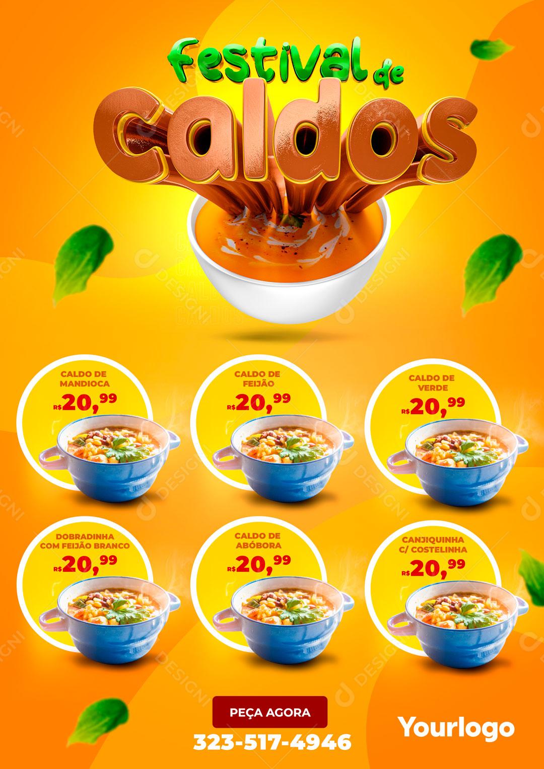 Encarte Festival De Caldos Comida Social Media PSD Editável