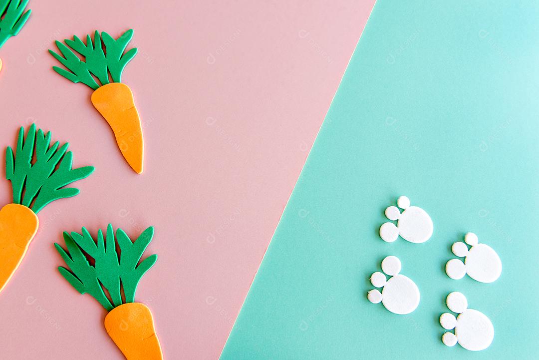 Decoração de páscoa em fundo rosa e verde, conceito de páscoa.