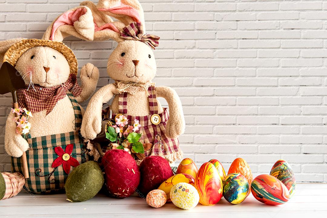 Conceito de Páscoa, ovos de Páscoa e coelhinho da Páscoa