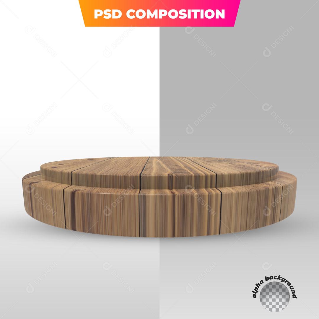 Podium 3D De Madeira PSD Para Composição